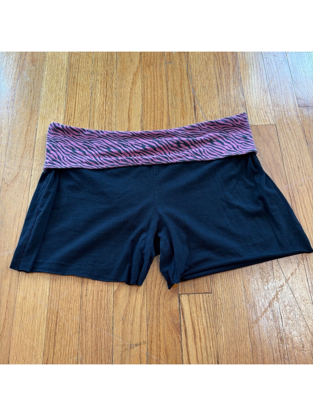 Vintage Y2K pink fold over zebra mini shorts